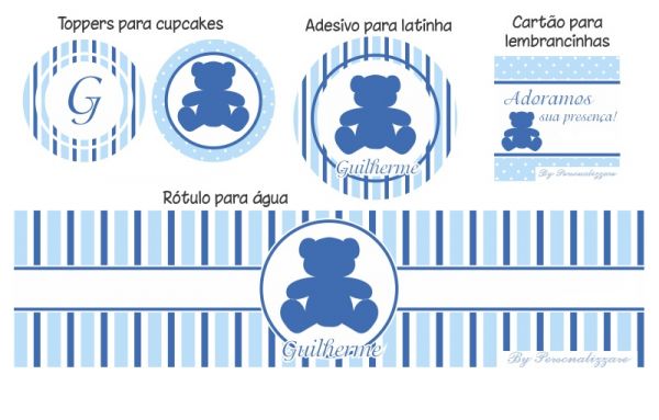 Kit festa personalizada - Urso azul